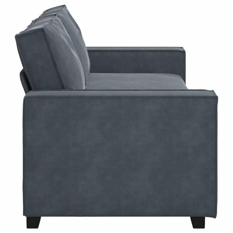 Trivietė sofa, tamsiai pilka, 220x78x84 cm, aksomas