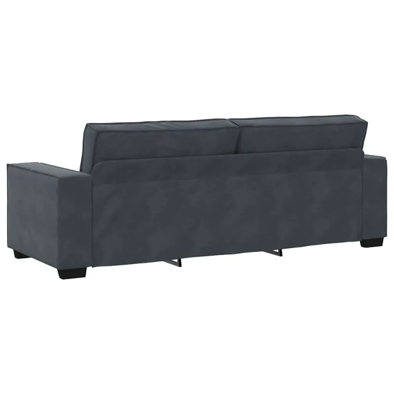 Trivietė sofa, tamsiai pilka, 220x78x84 cm, aksomas