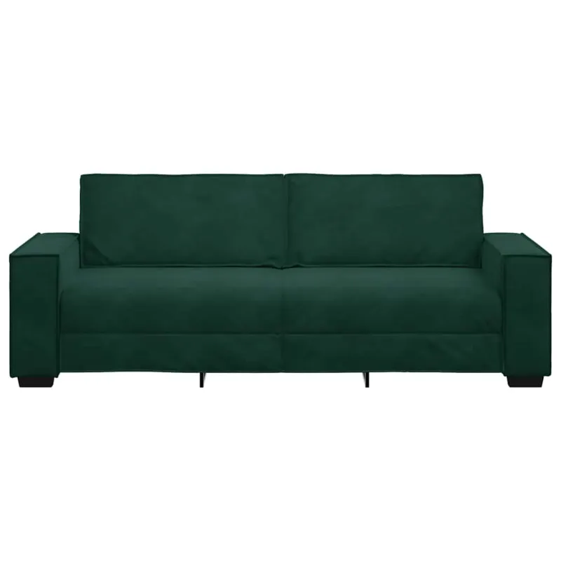 Trivietė sofa, tamsiai žalia, 220x78x84 cm, aksomas
