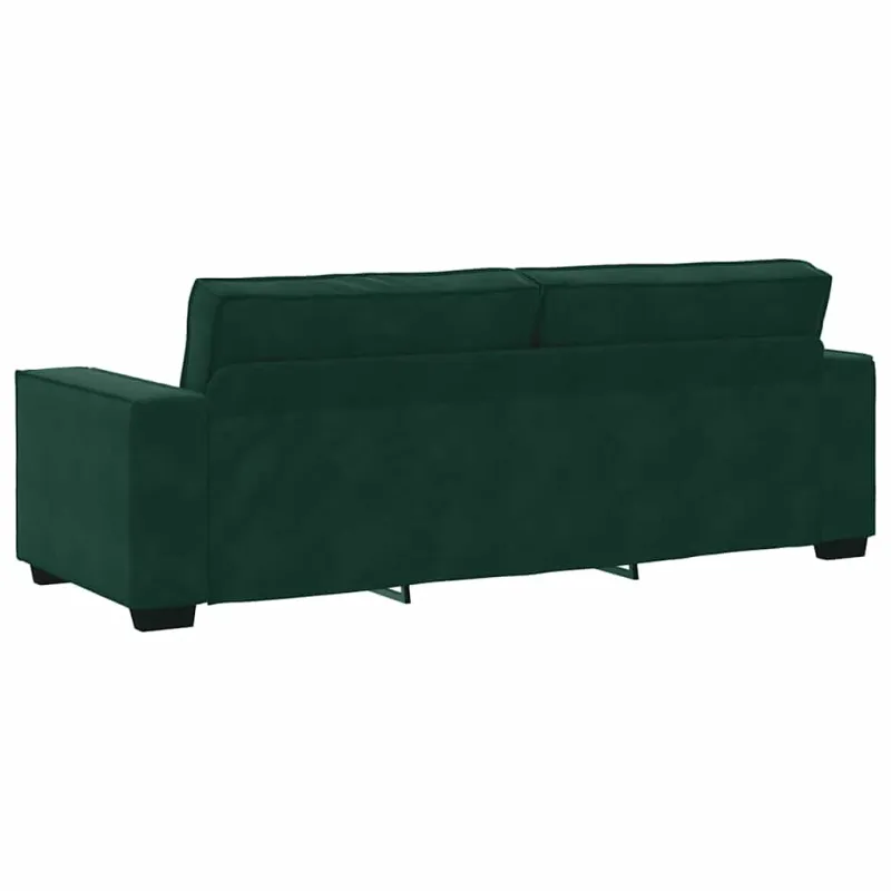 Trivietė sofa, tamsiai žalia, 220x78x84 cm, aksomas
