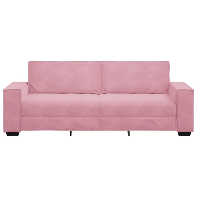 Trivietė sofa, rožinė, 220x78x84 cm, aksomas