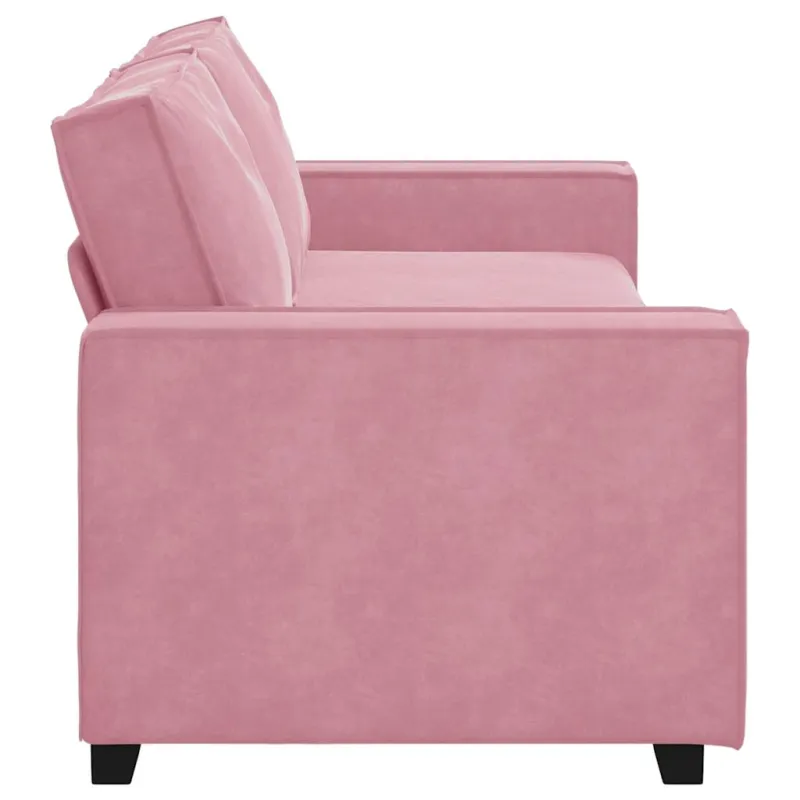 Trivietė sofa, rožinė, 220x78x84 cm, aksomas