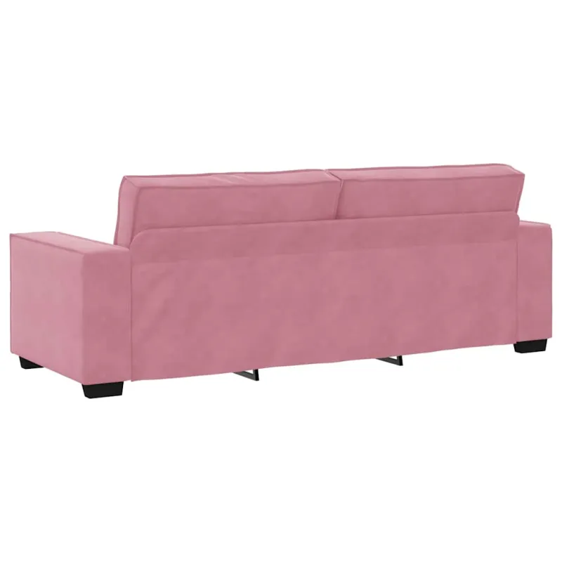 Trivietė sofa, rožinė, 220x78x84 cm, aksomas