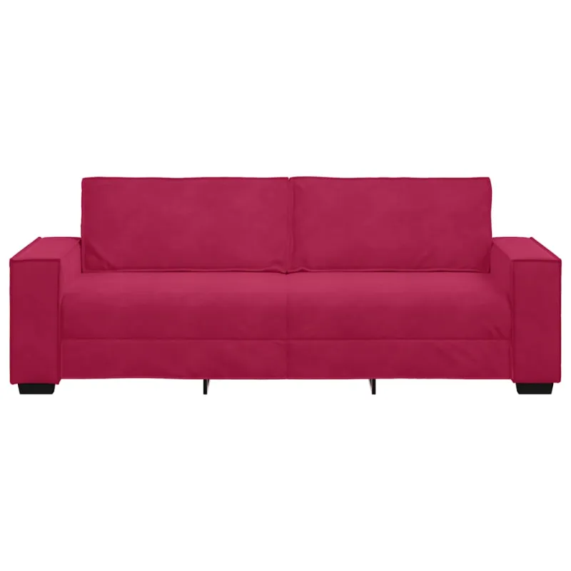 Trivietė sofa, vyno raudonumo, 220x78x84 cm, aksominė