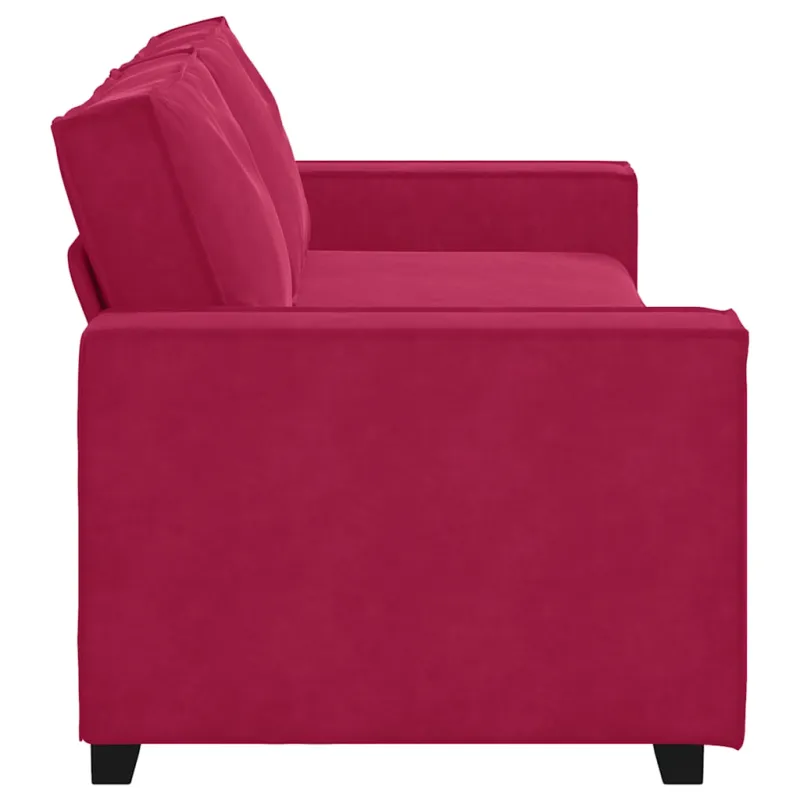 Trivietė sofa, vyno raudonumo, 220x78x84 cm, aksominė