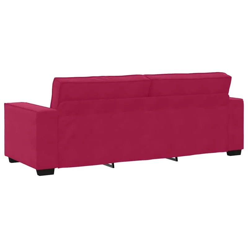 Trivietė sofa, vyno raudonumo, 220x78x84 cm, aksominė
