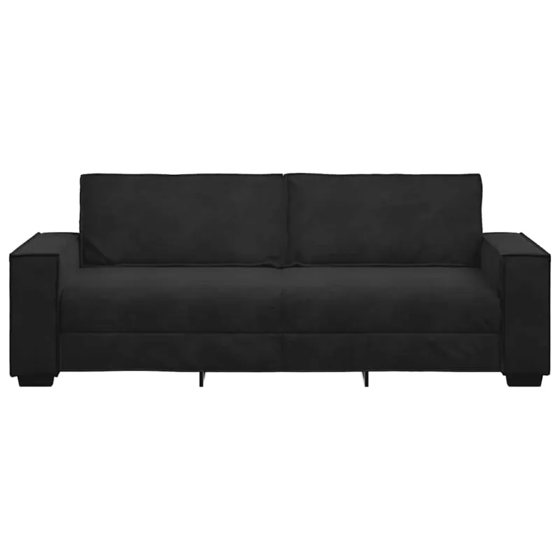 Trivietė sofa, juoda, 220x78x84 cm, aksominė