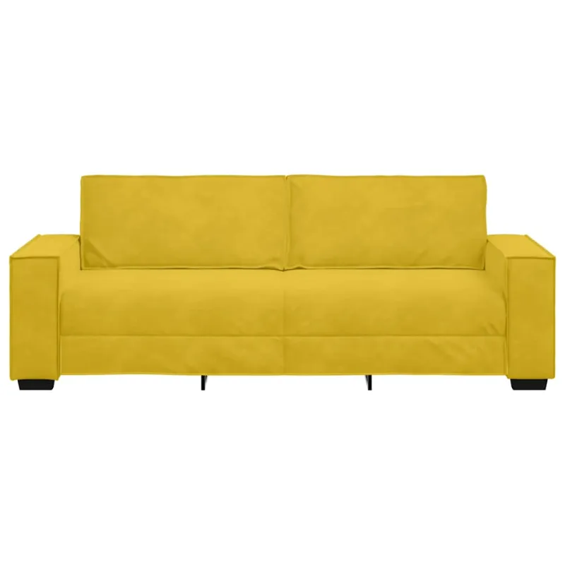 Trivietė sofa, geltona, 220x78x84 cm, aksomas