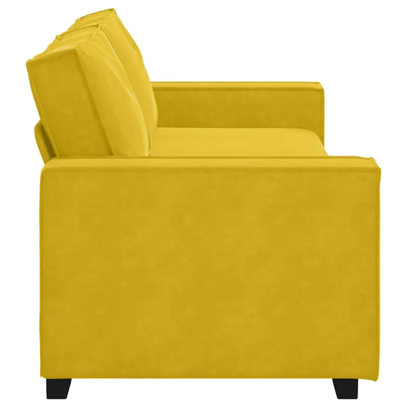 Trivietė sofa, geltona, 220x78x84 cm, aksomas