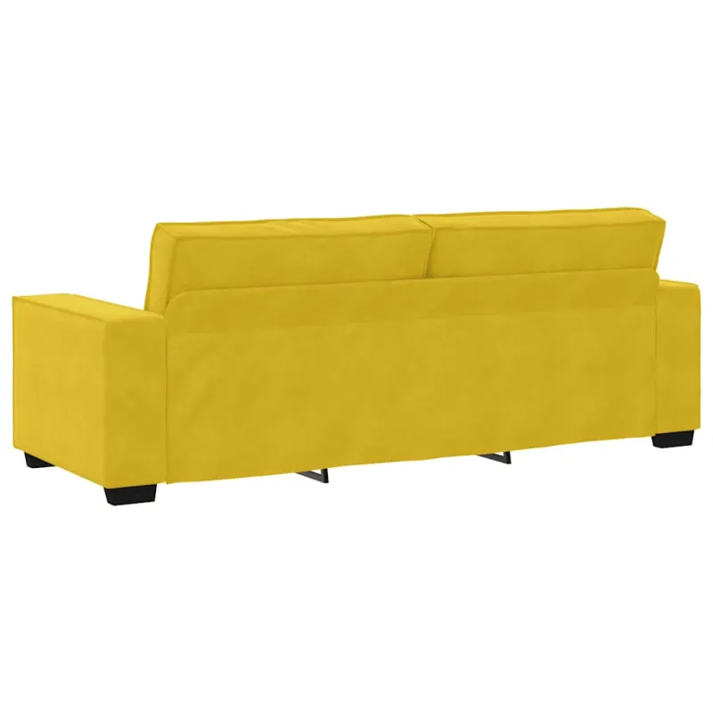 Trivietė sofa, geltona, 220x78x84 cm, aksomas