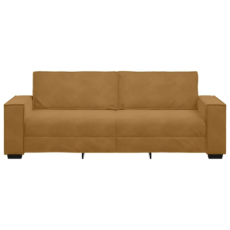 Trivietė sofa, ruda, 220x78x84 cm, aksominė