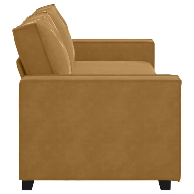 Trivietė sofa, ruda, 220x78x84 cm, aksominė