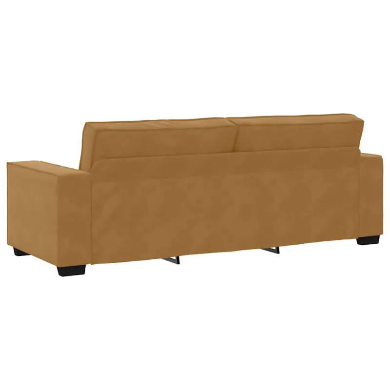 Trivietė sofa, ruda, 220x78x84 cm, aksominė