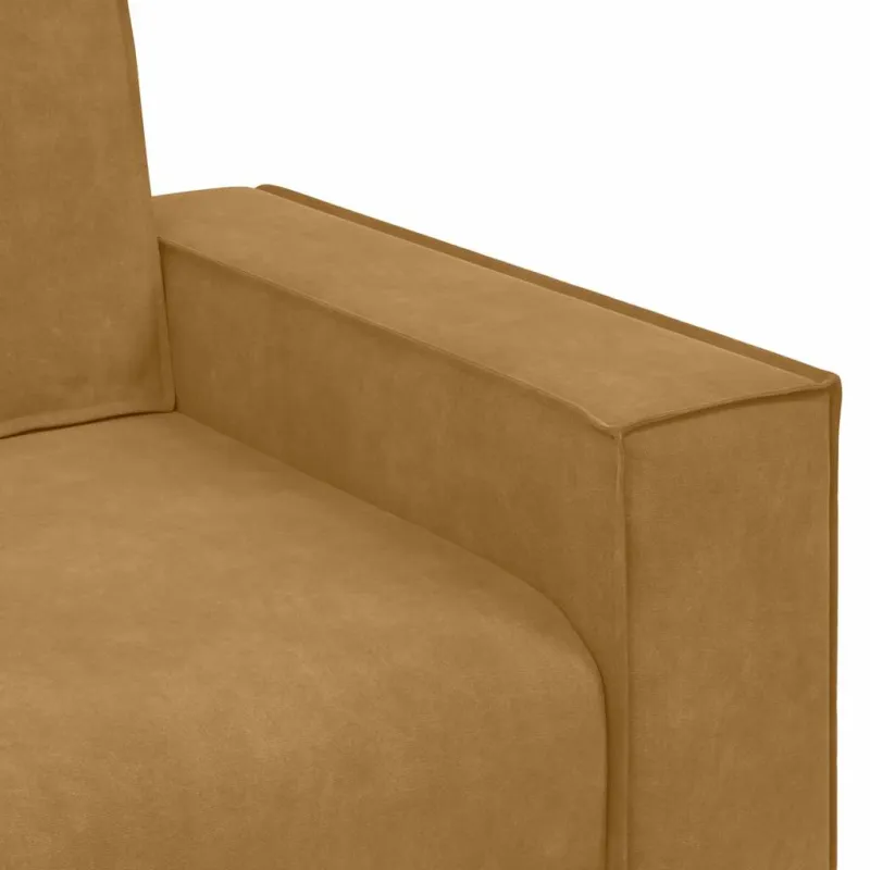 Trivietė sofa, ruda, 220x78x84 cm, aksominė