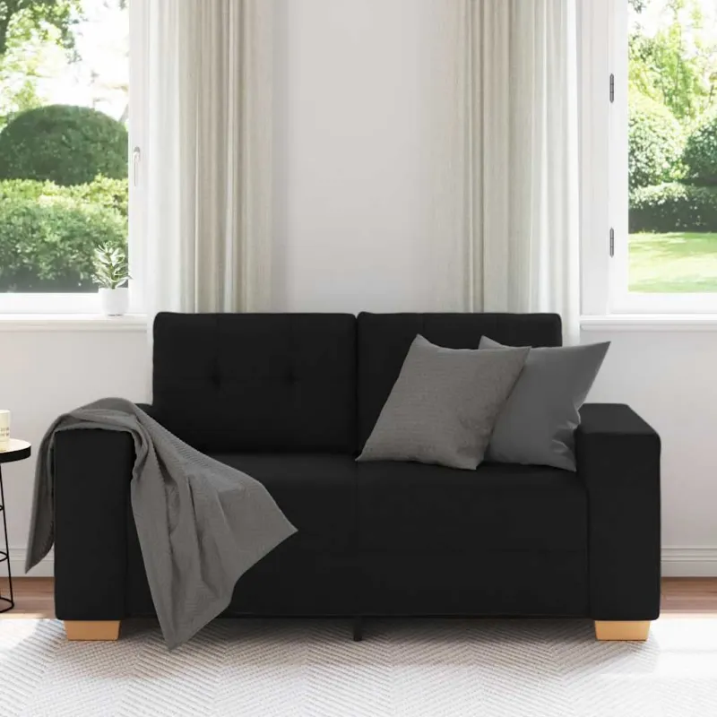 Dvivietė sofa, juoda, 160x77x82 cm, audinys