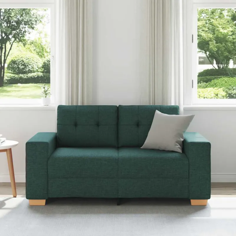 Dvivietė sofa, tamsiai žalia, 160x77x82 cm, audinys