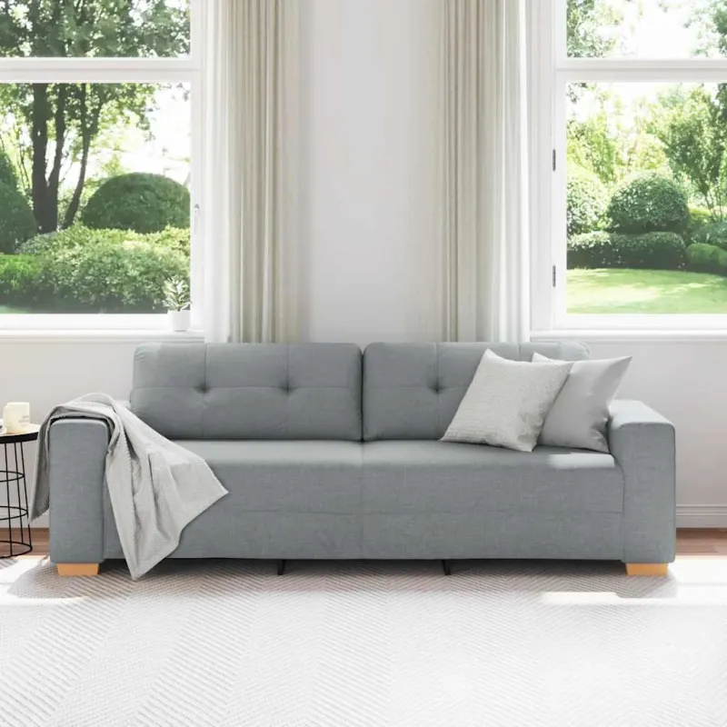 Trivietė sofa, šviesiai pilka, 220x78x80 cm, audinys