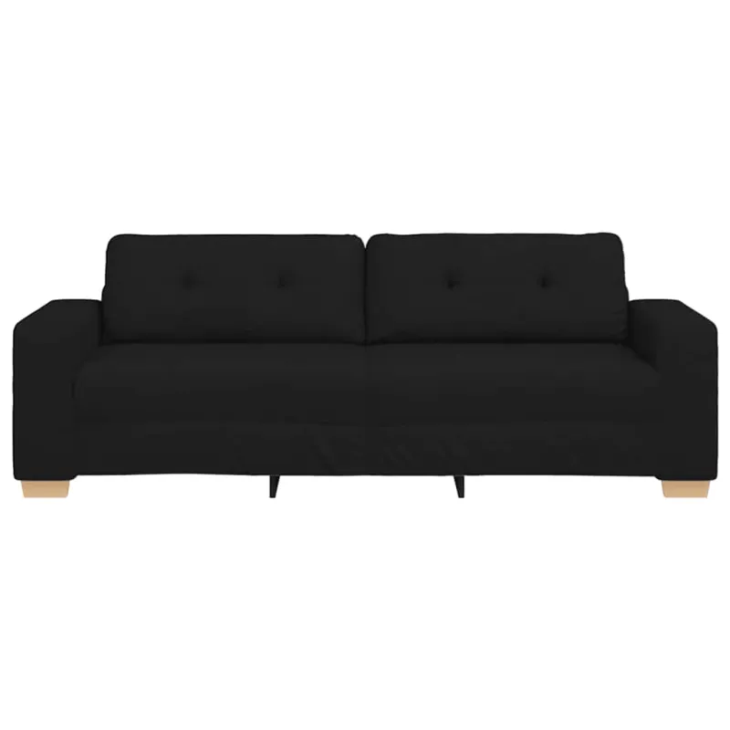 Trivietė sofa, juoda, 220x78x80 cm, audinys