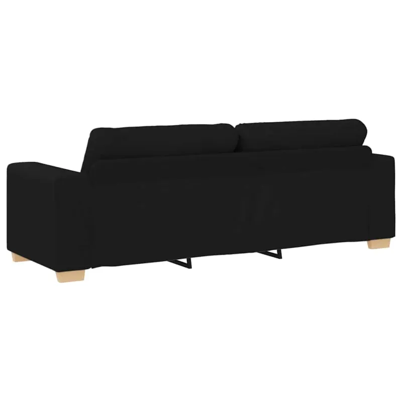 Trivietė sofa, juoda, 220x78x80 cm, audinys