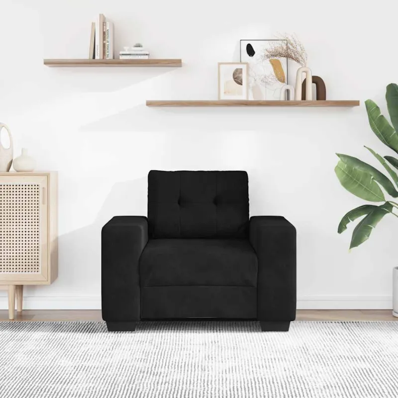 Sofa-kėdė, juoda, 100x78x80 cm, aksomas