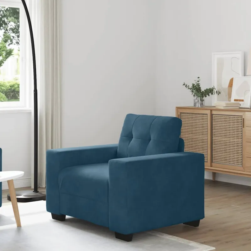 Sofa-kėdė, mėlyna, 100x78x80 cm, aksomas