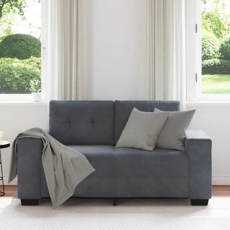 Dvivietė sofa, tamsiai pilka, 160x77x82 cm, aksomas
