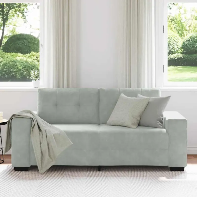 Dvivietė sofa, šviesiai pilka, 180x77x82 cm, aksomas