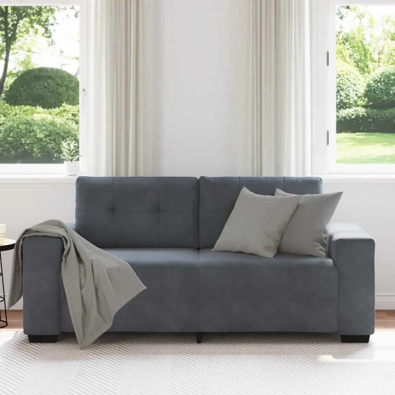 Dvivietė sofa, tamsiai pilka, 180x77x82 cm, aksomas