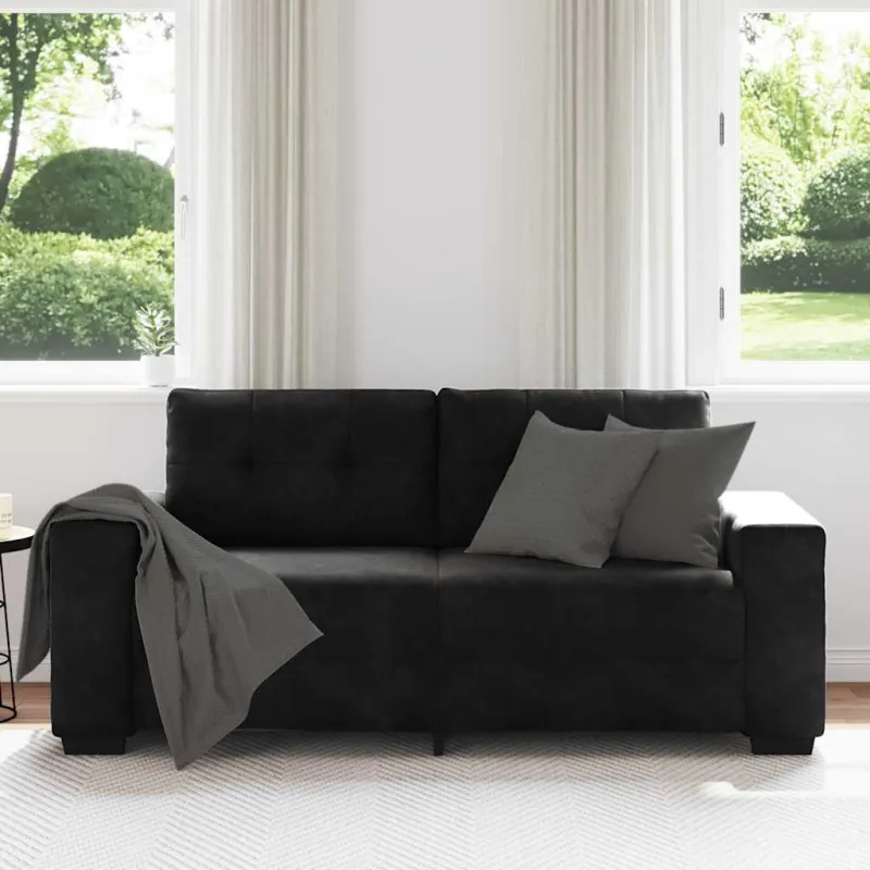 Dvivietė sofa, juoda, 180x77x82 cm, aksominė