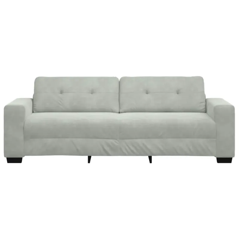 Trivietė sofa, šviesiai pilka, 220x78x80 cm, aksomas