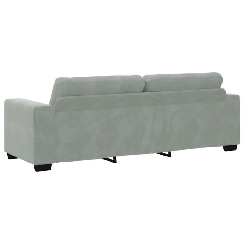 Trivietė sofa, šviesiai pilka, 220x78x80 cm, aksomas