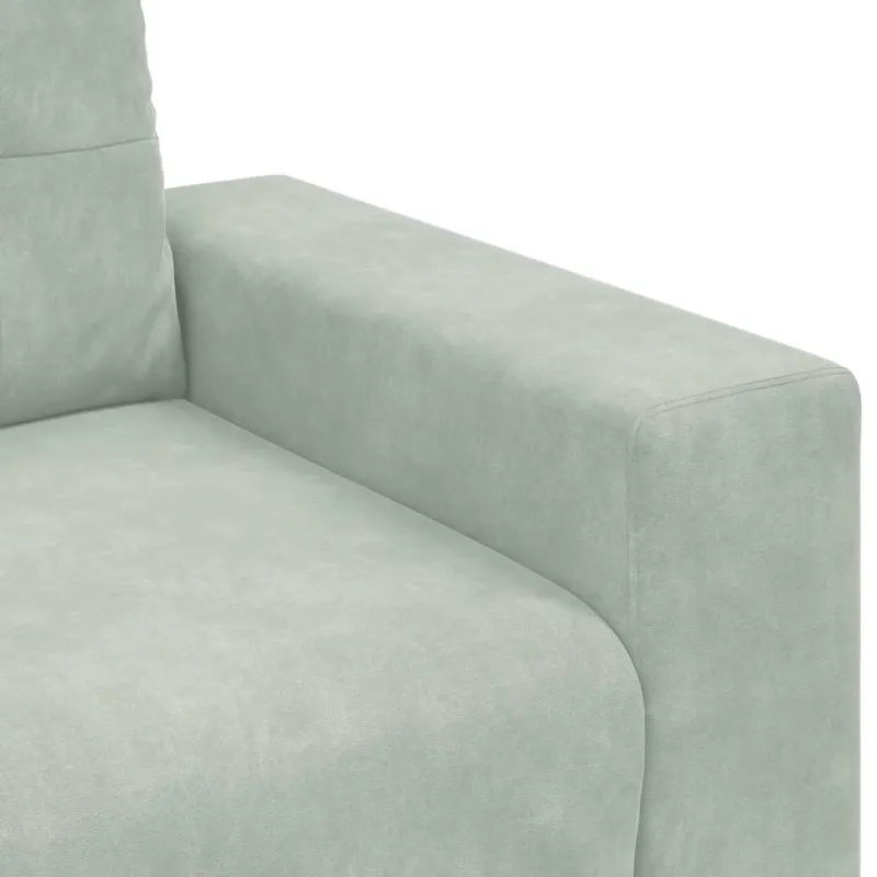 Trivietė sofa, šviesiai pilka, 220x78x80 cm, aksomas
