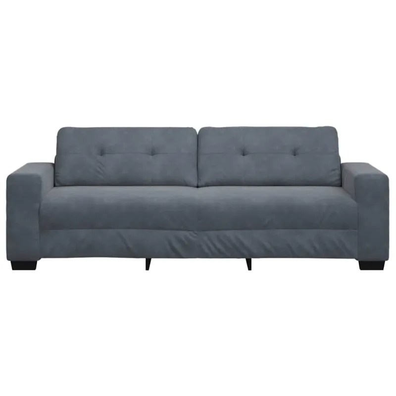 Trivietė sofa, tamsiai pilka, 220x78x80 cm, aksomas