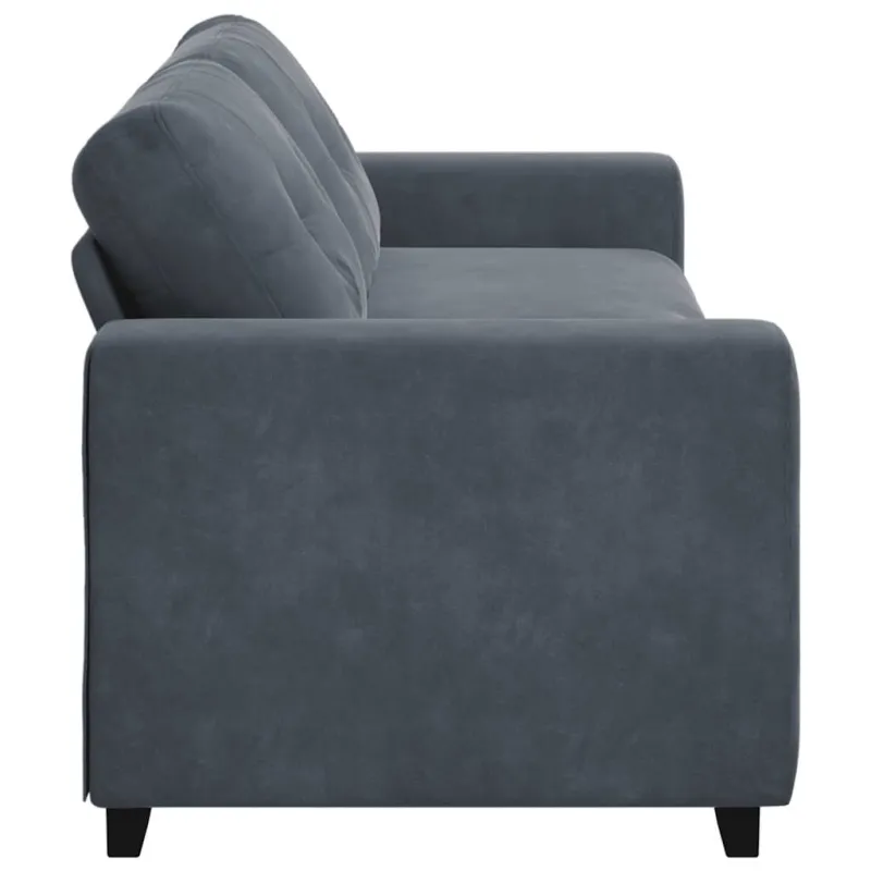 Trivietė sofa, tamsiai pilka, 220x78x80 cm, aksomas