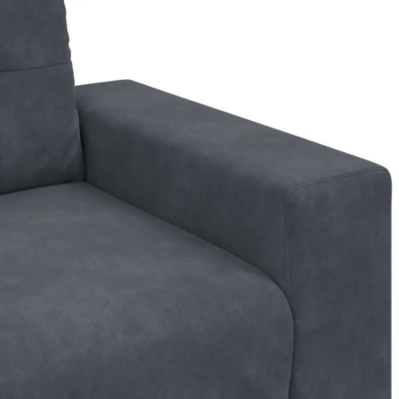 Trivietė sofa, tamsiai pilka, 220x78x80 cm, aksomas
