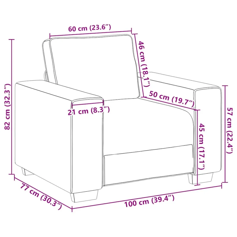 Sofa-kėdė, debesų pilka, 100x77x82 cm, audinys