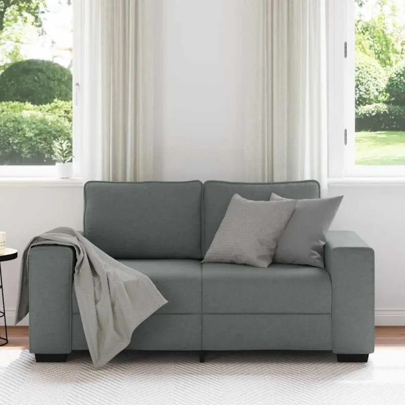 Dvivietė sofa, tamsiai pilka, 160x77x82 cm, audinys