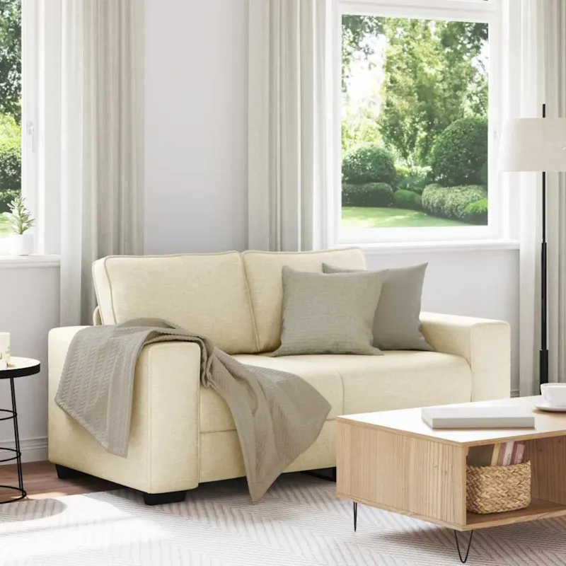 Dvivietė sofa, kreminės spalvos, 160x77x82 cm, audinys