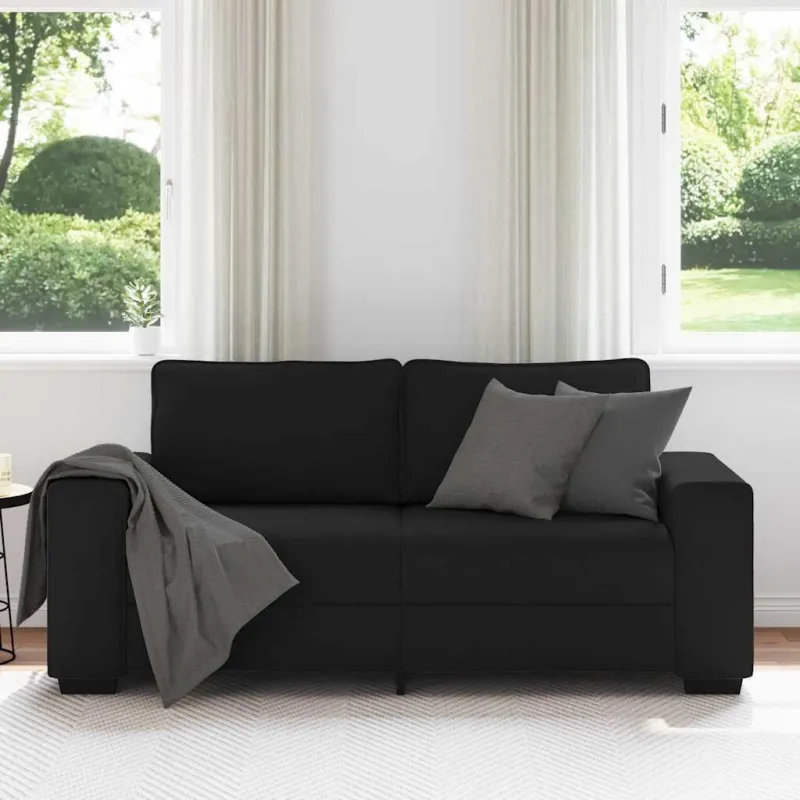 Dvivietė sofa, juoda, 180x77x82 cm, audinys