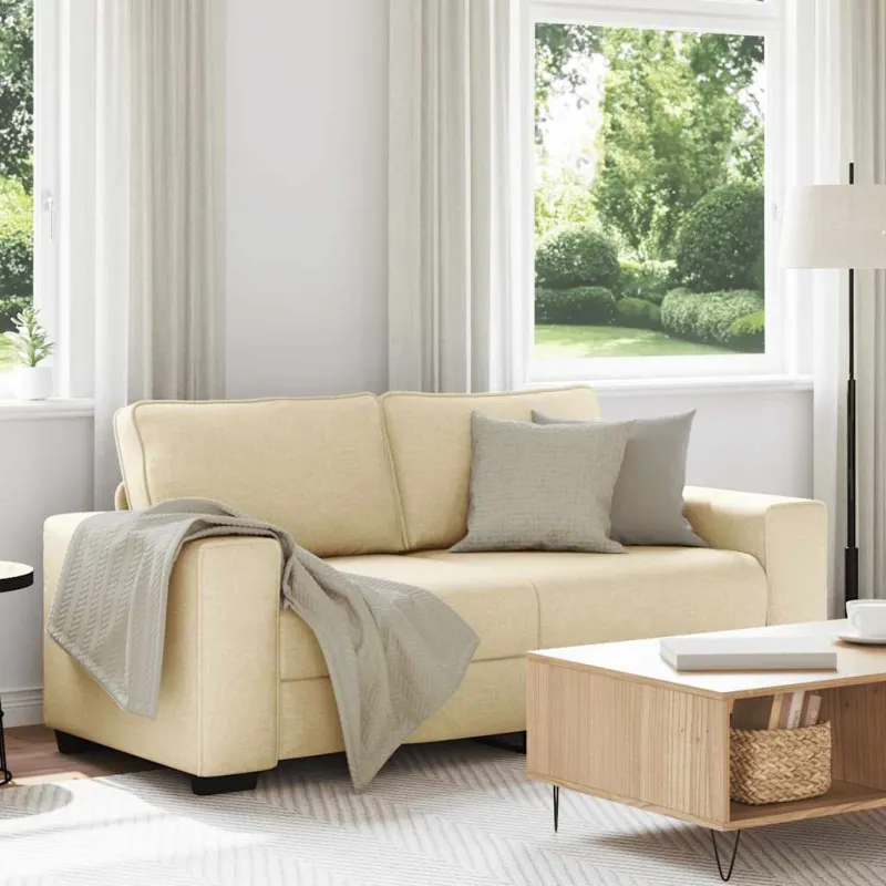 Dvivietė sofa, kreminės spalvos, 180x77x82 cm, audinys