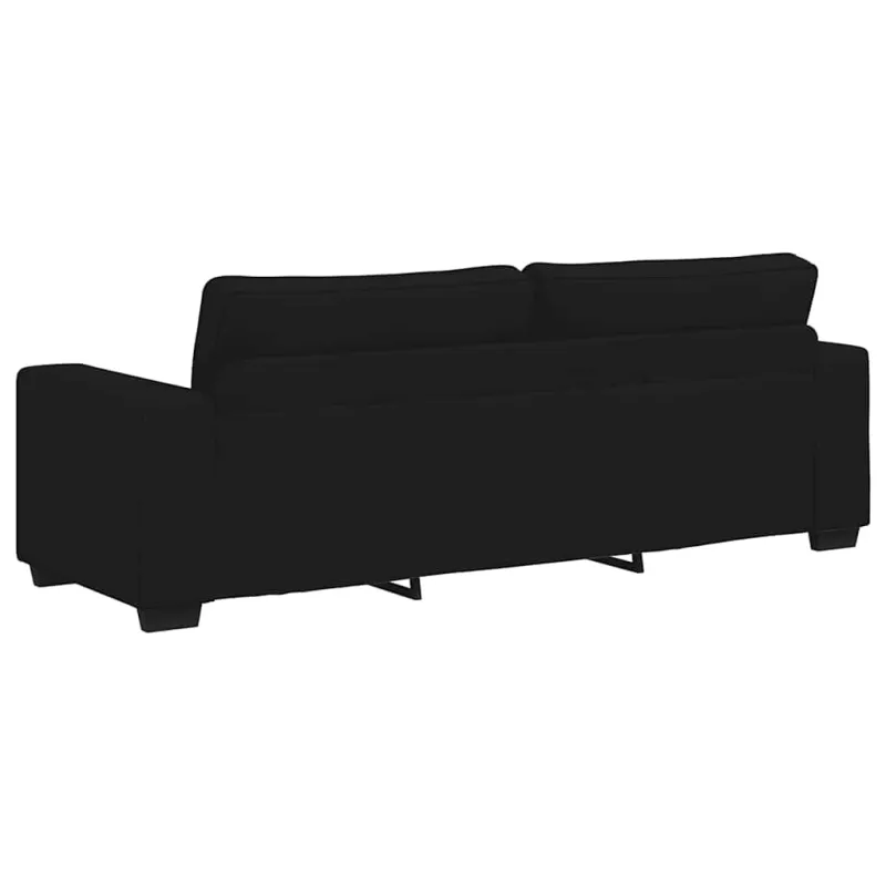 Trivietė sofa, juoda, 220x77x82 cm, audinys