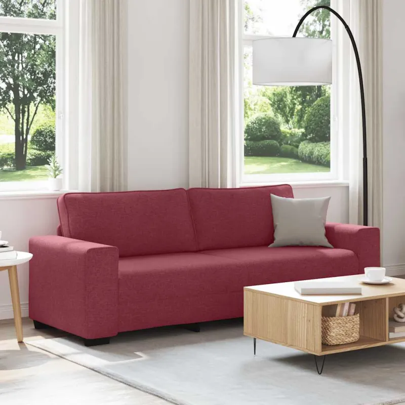 Trivietė sofa, vyno raudonumo, 220x77x82 cm, audinys