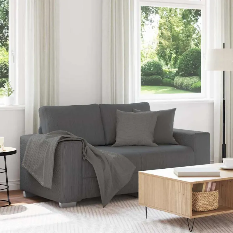 Dvivietė sofa, tamsiai pilka, 160x77x82 cm, velvetas, audinys