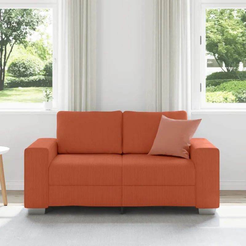 Dvivietė sofa, raudonai oranžinė, 160x77x82 cm, velvetas, audinys
