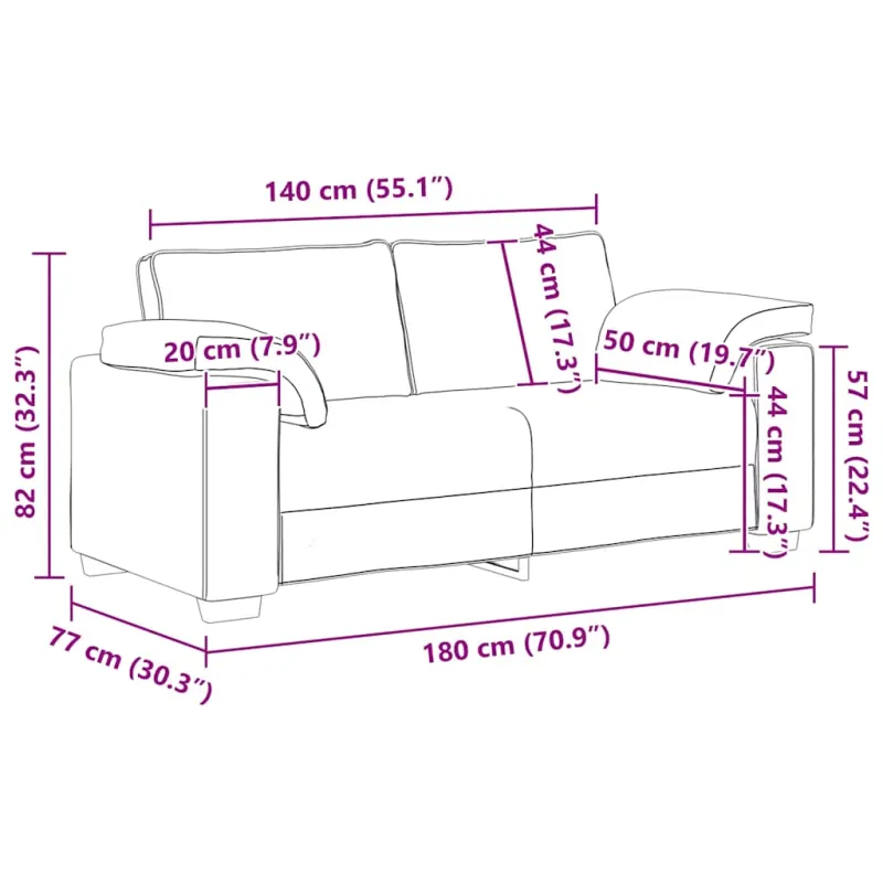 Dvivietė sofa, tamsiai pilka, 180x77x82 cm, aksomas