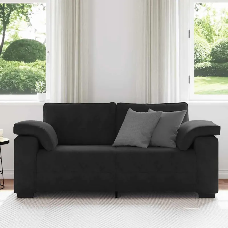 Dvivietė sofa, juoda, 180x77x82 cm, aksominė