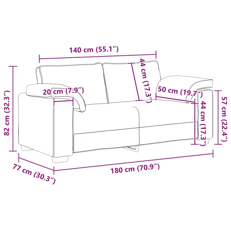 Dvivietė sofa, geltona, 180x77x82 cm, aksomas