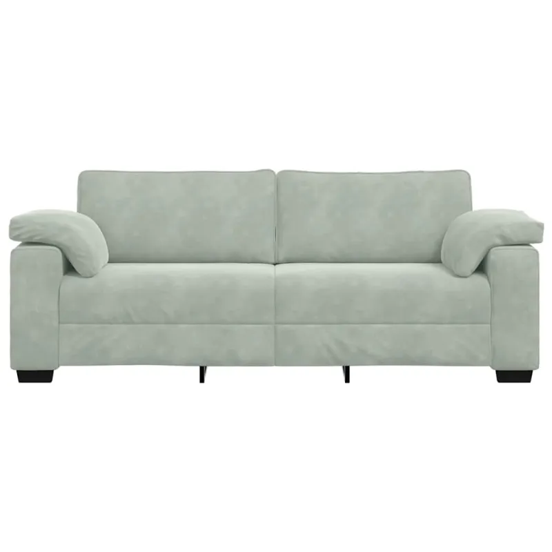 Trivietė sofa, šviesiai pilka, 220x77x82 cm, aksomas