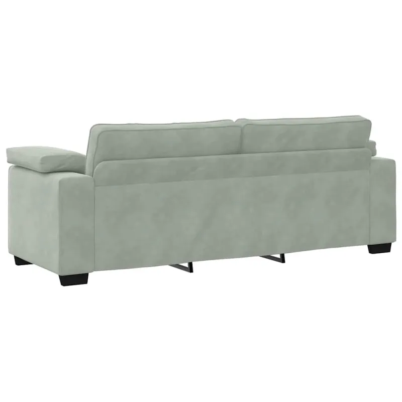 Trivietė sofa, šviesiai pilka, 220x77x82 cm, aksomas