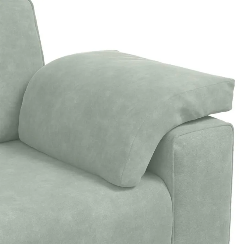 Trivietė sofa, šviesiai pilka, 220x77x82 cm, aksomas